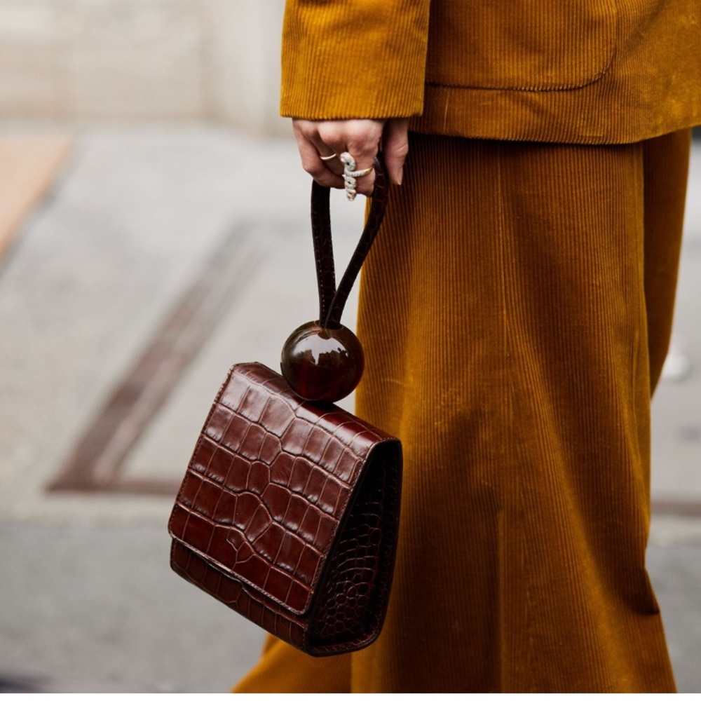 BY FAR Croc-Embossed Ball Wristlet with Brown Ball Accent - Picture 6 of 11